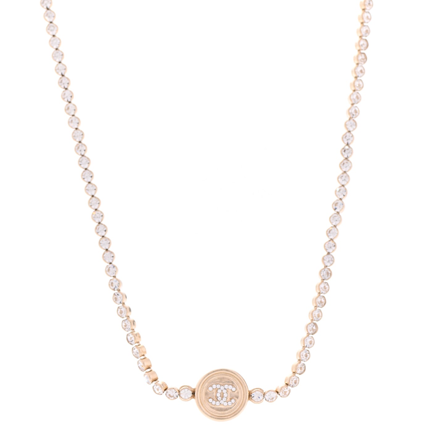 Crystal CC Chain Short Necklace Gold