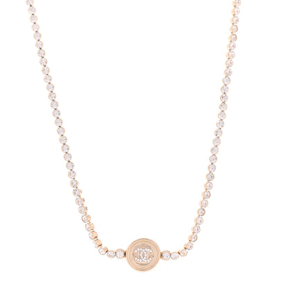Chanel Crystal CC Chain Short Necklace Gold 1 of 6