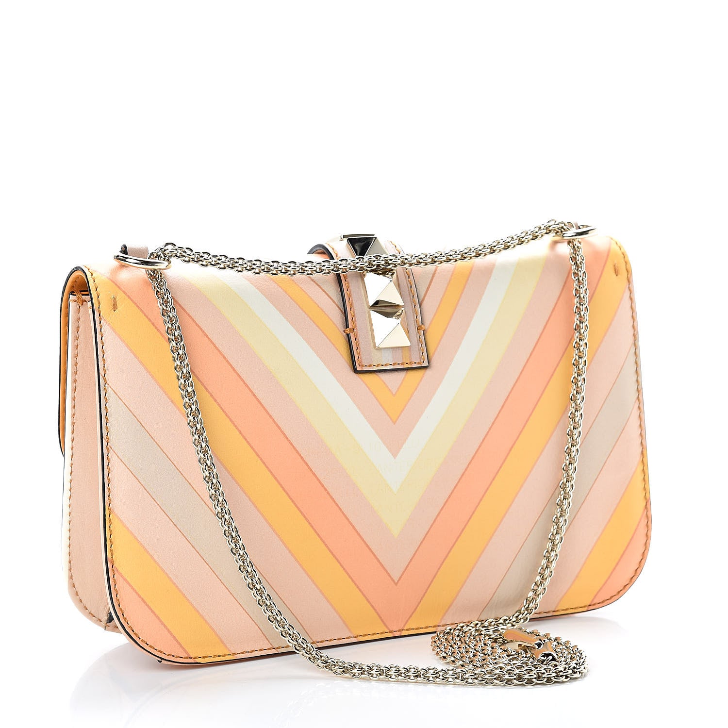 Valentino Garavani Vitello Native Couture 1975 Medium Glam Lock Rockstud Flap Mandarin Sorbet 3 of 9