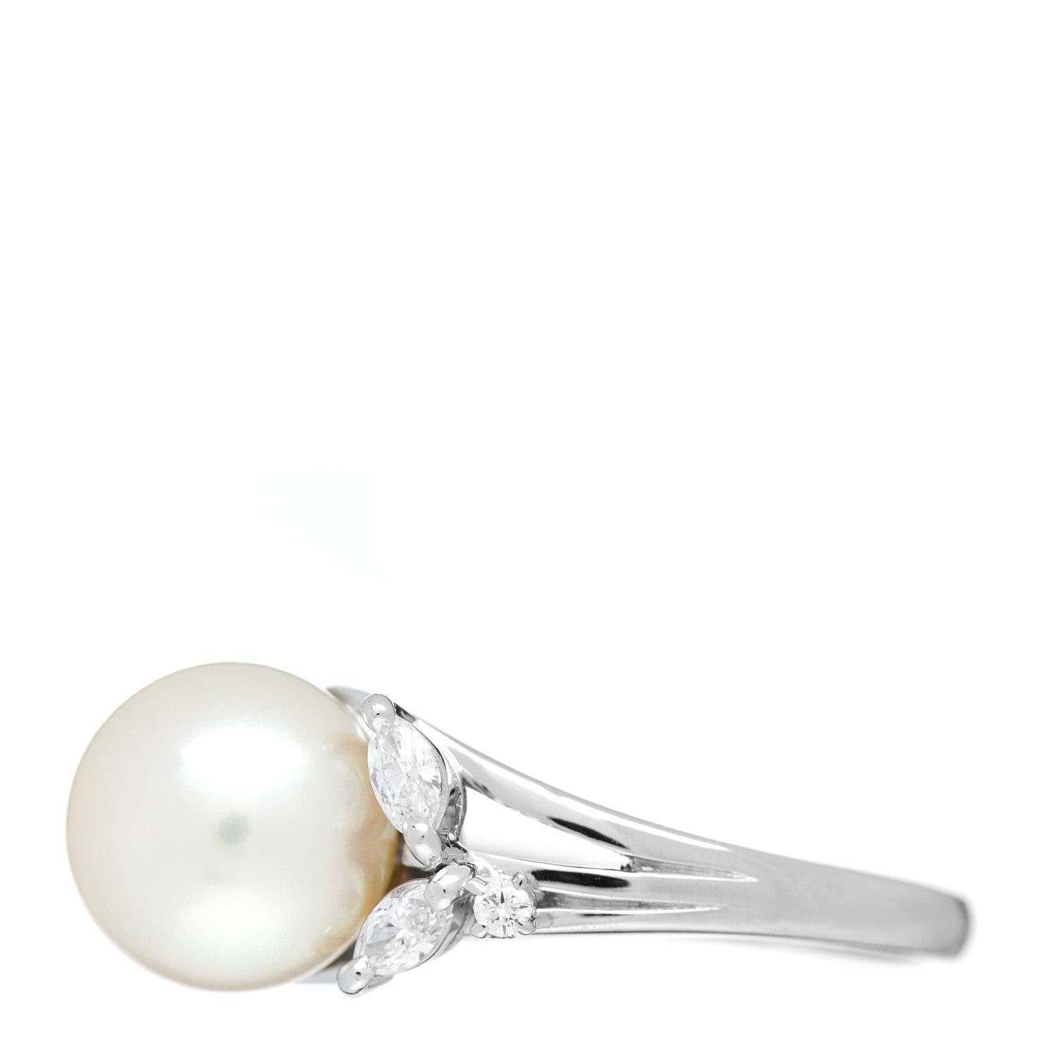 Mikimoto Platinum Diamond Akoya Pearl 9mm Ring 53 6.25 3 of 5