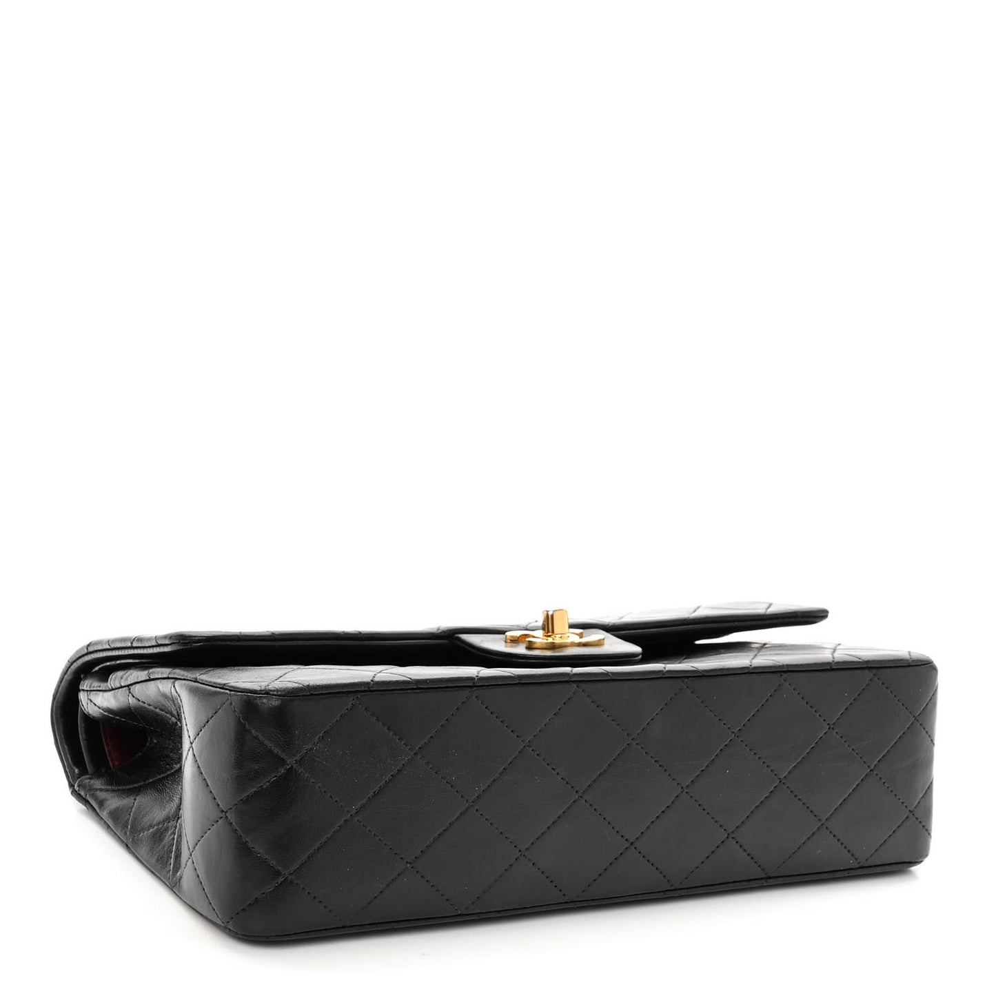 Lambskin Quilted Medium Double Flap Black