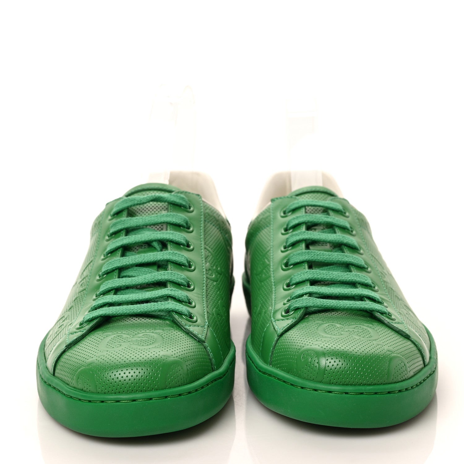 Gucci Calfskin GG Tennis Embossed Mens Ace Sneakers 8 New Shamarock 2 of 10