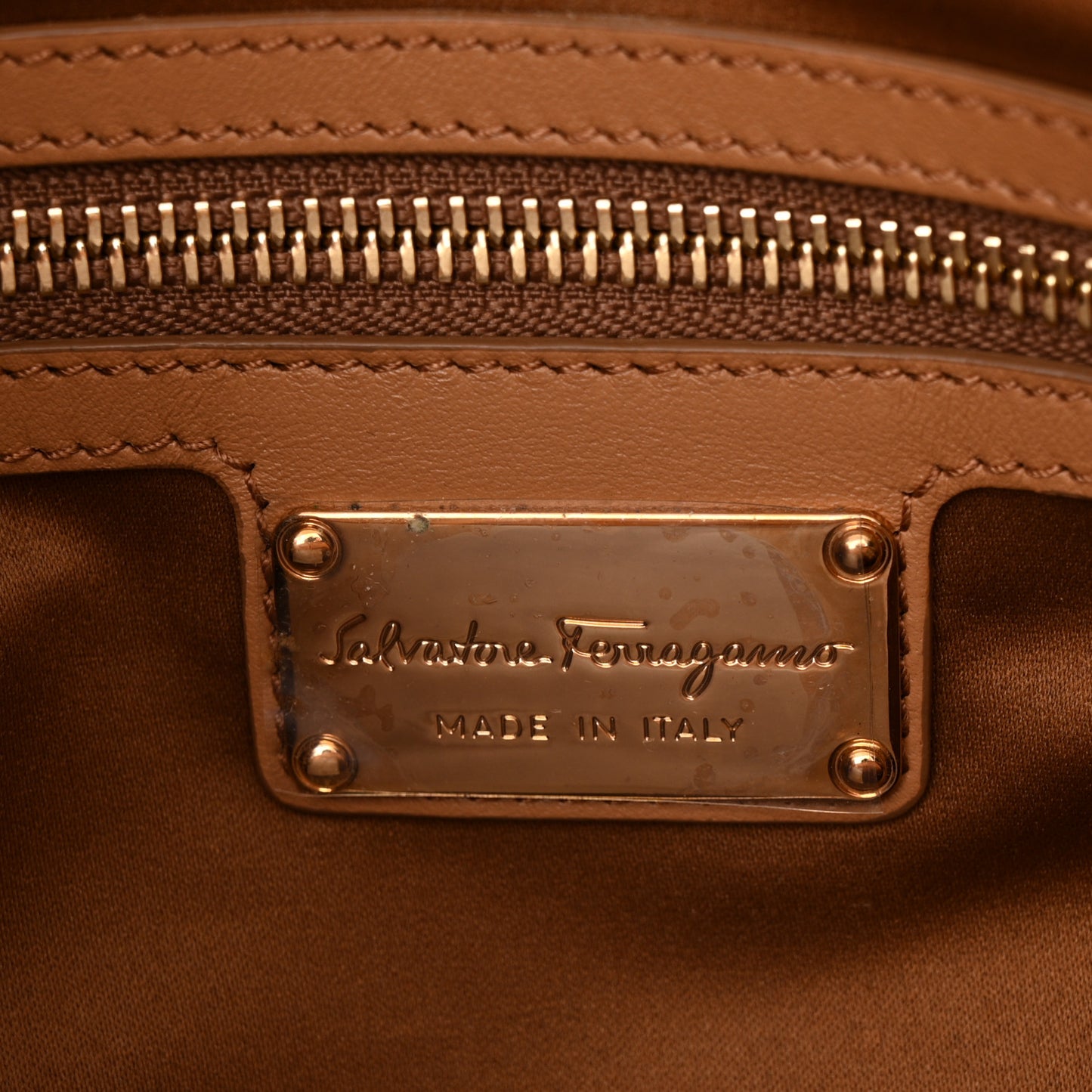 Canvas Calfskin Fiamma Bag Sienne