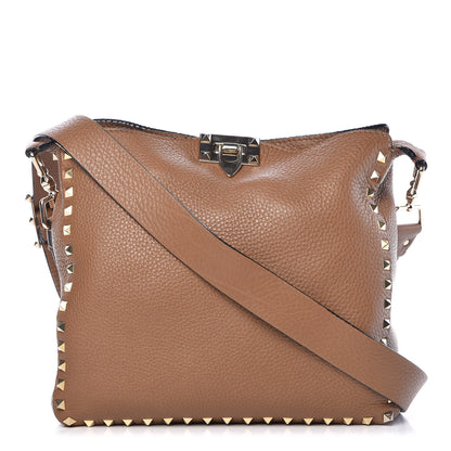 Valentino Garavani Pebbled Calfskin Small Rockstud Flip-Lock Messenger Bag Light Cuir 1 of 16