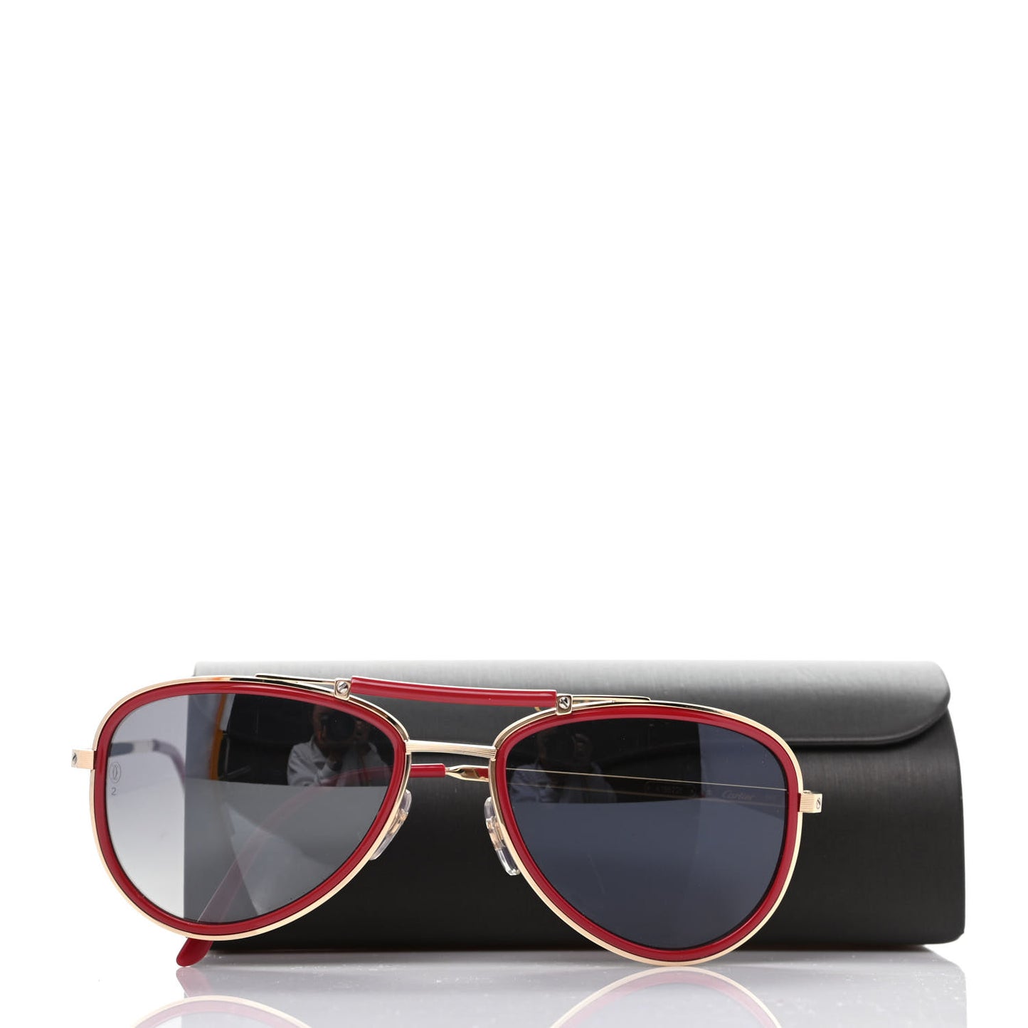 Metal Panthere De Cartier Aviator 140 Sunglasses Red
