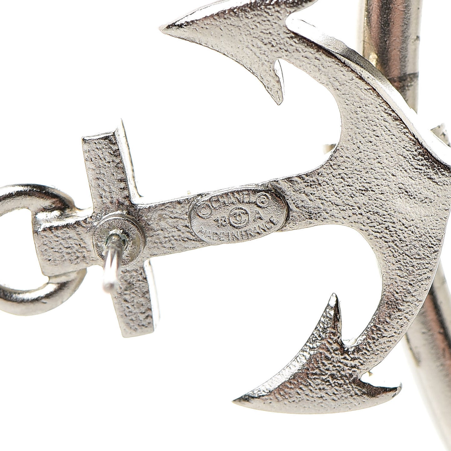 Crystal Anchor CC Hoop Earrings Silver