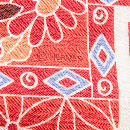 Hermes Cashmere Silk Collections Imperiales Shawl 140 Rosepale Corail Bleu 2 of 5