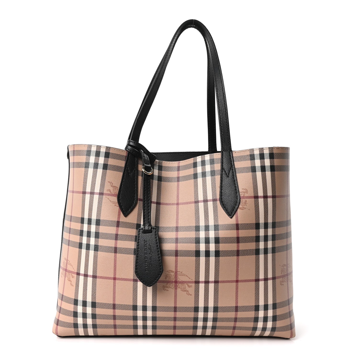 Burberry Grainy Calfskin Haymarket Check Medium Reversible Tote Black 10 of 15