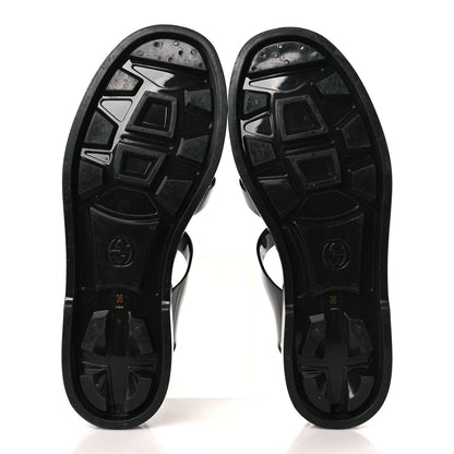 Gucci Shiny Rubber Double G Buckle Strap Sandals 38 Black 5 of 7