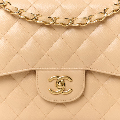 Chanel Caviar Quilted Jumbo Double Flap Beige 9 of 12