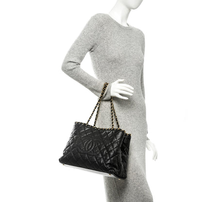 Chanel Calfskin Quilted Small Chain Me Tote Black 2 of 7