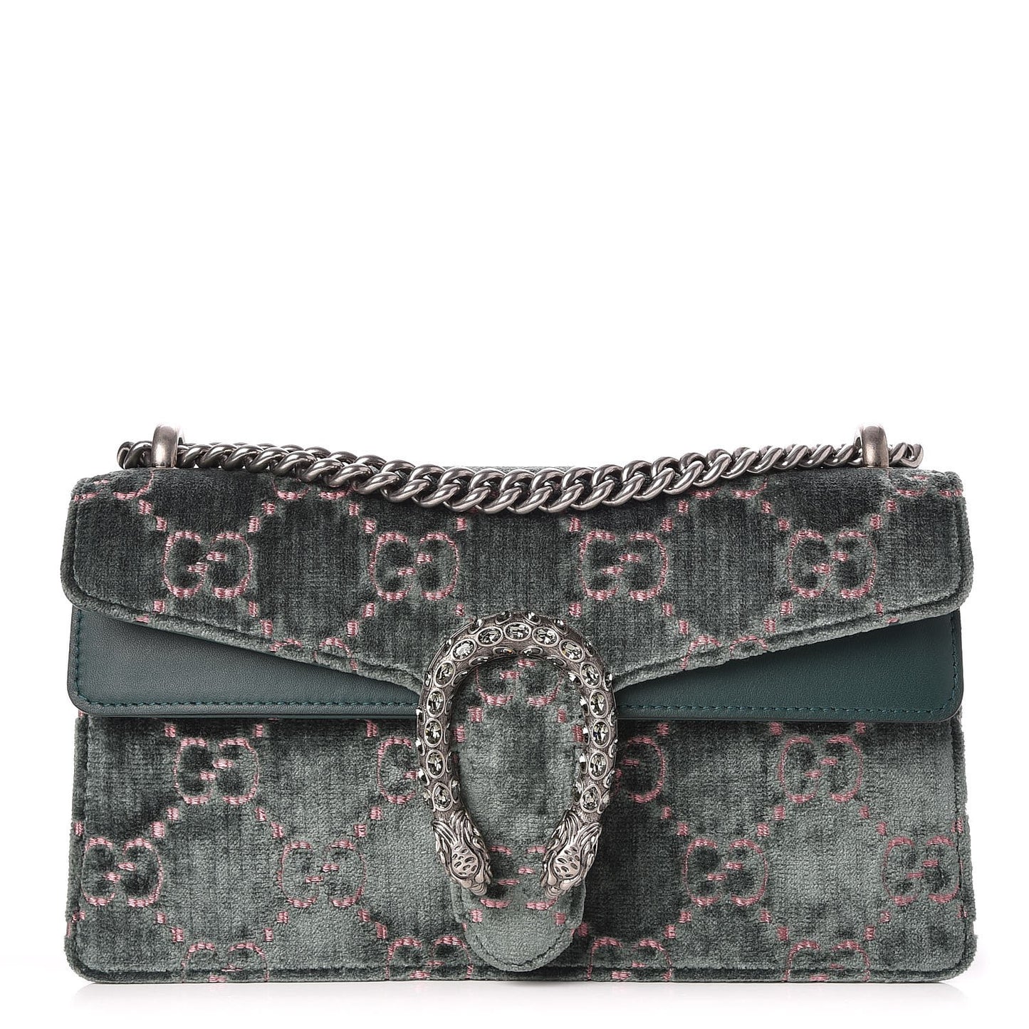 Velvet Moon Calfskin Crystal GG Monogram Small Dionysus Shoulder Bag Avio Dusty Pink Black Diamond