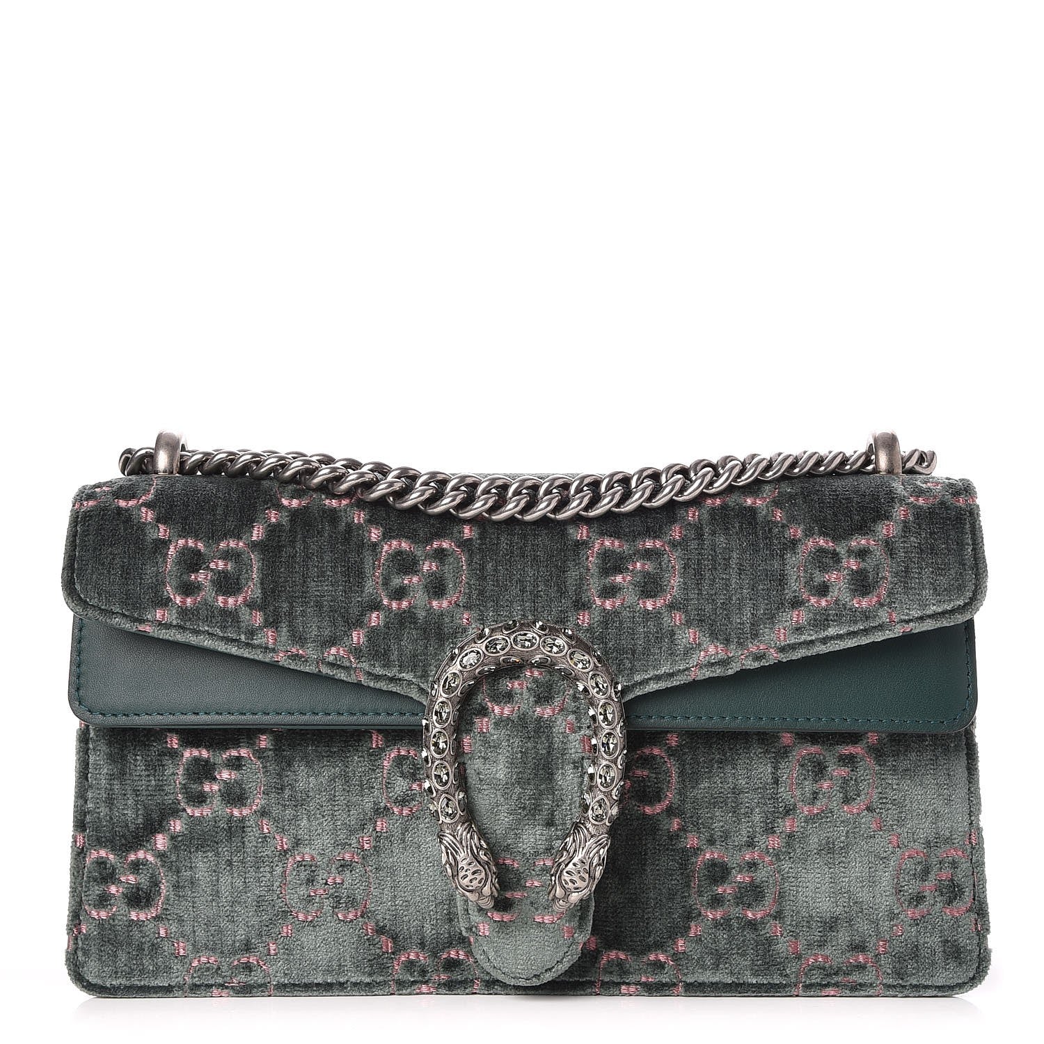 Gucci Velvet Moon Calfskin Crystal GG Monogram Small Dionysus Shoulder Bag Avio Dusty Pink Black Diamond 1 of 8