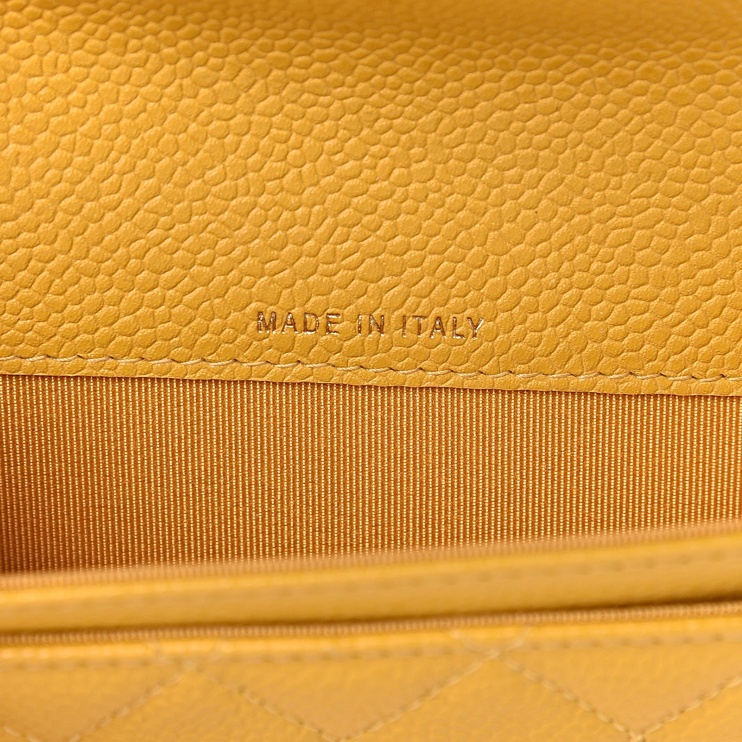 Caviar Quilted Flap Card Holder Yellow