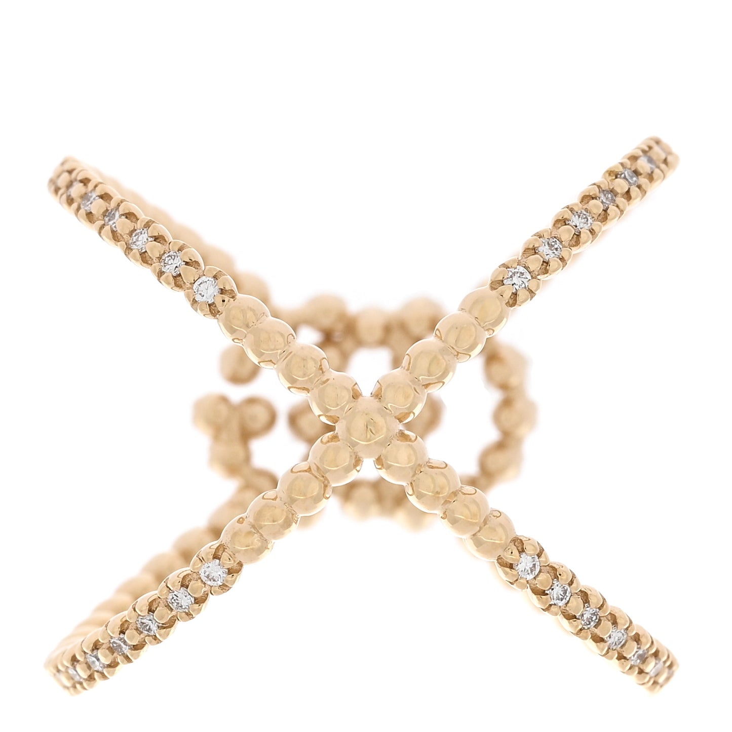 18K Yellow Gold Diamond Running G Cross Ring 50 5.25