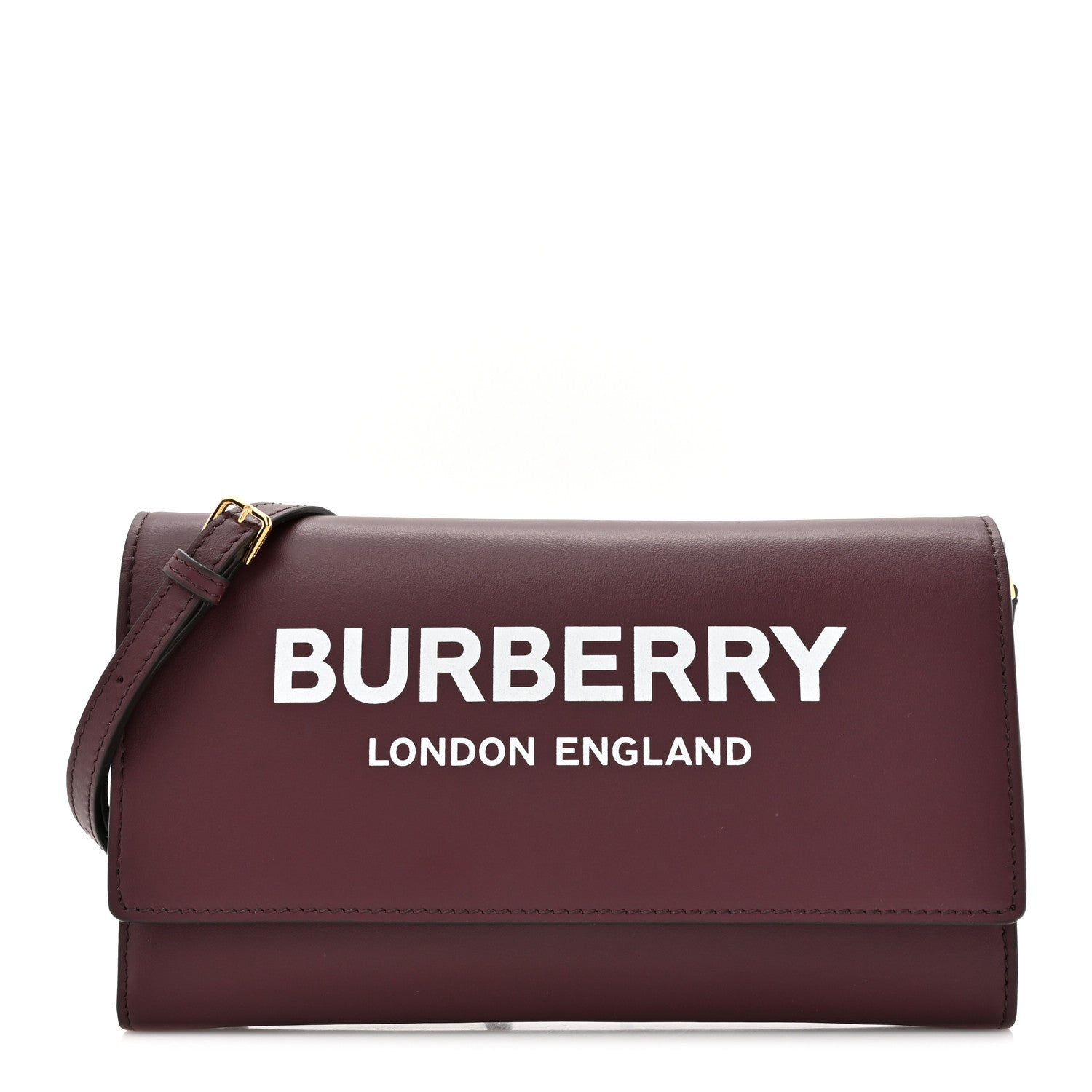 Burberry Calfskin Logo Hazelmere Wallet With Detachable Strap Deep Maroon 1 of 10