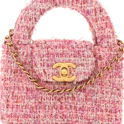 Chanel Tweed Quilted Mini Nano Kelly Shopper Pink 8 of 11