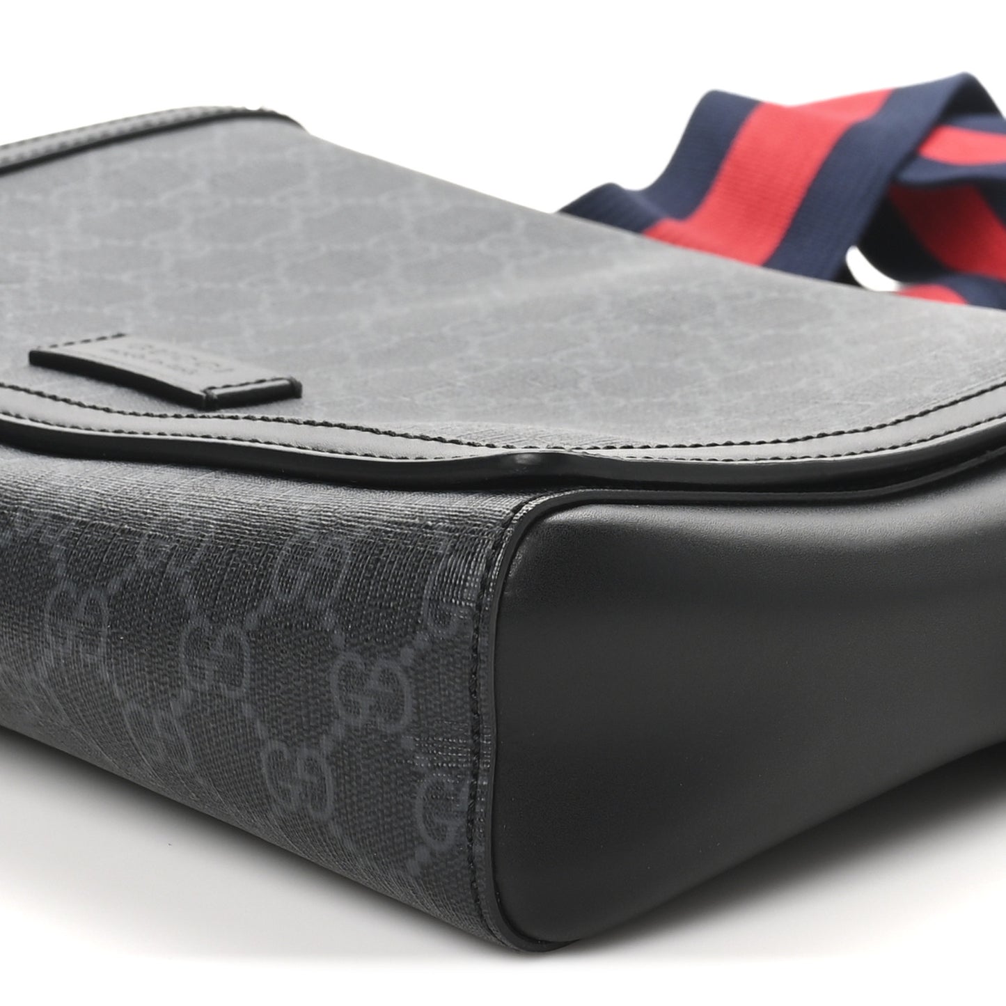 GG Supreme Monogram Appia Calfskin Web Crossbody Bag Black Grey