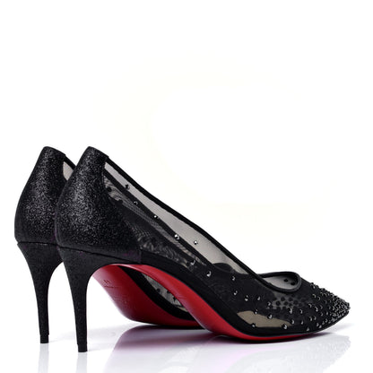 Christian Louboutin Rete Glitter Mini Specchio Strass Follies 70 Pumps 41 Black 4 of 6