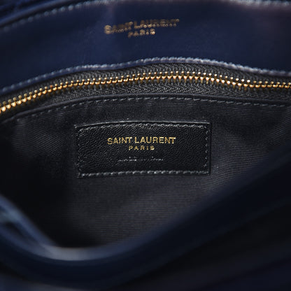 Saint Laurent Velvet Y Quilted Monogram Toy Loulou Crossbody Bag Navy 6 of 8