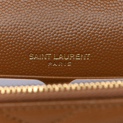 Saint Laurent Grain De Poudre Matelasse Chevron Monogram Envelope Chain Wallet Natural Dark 5 of 10