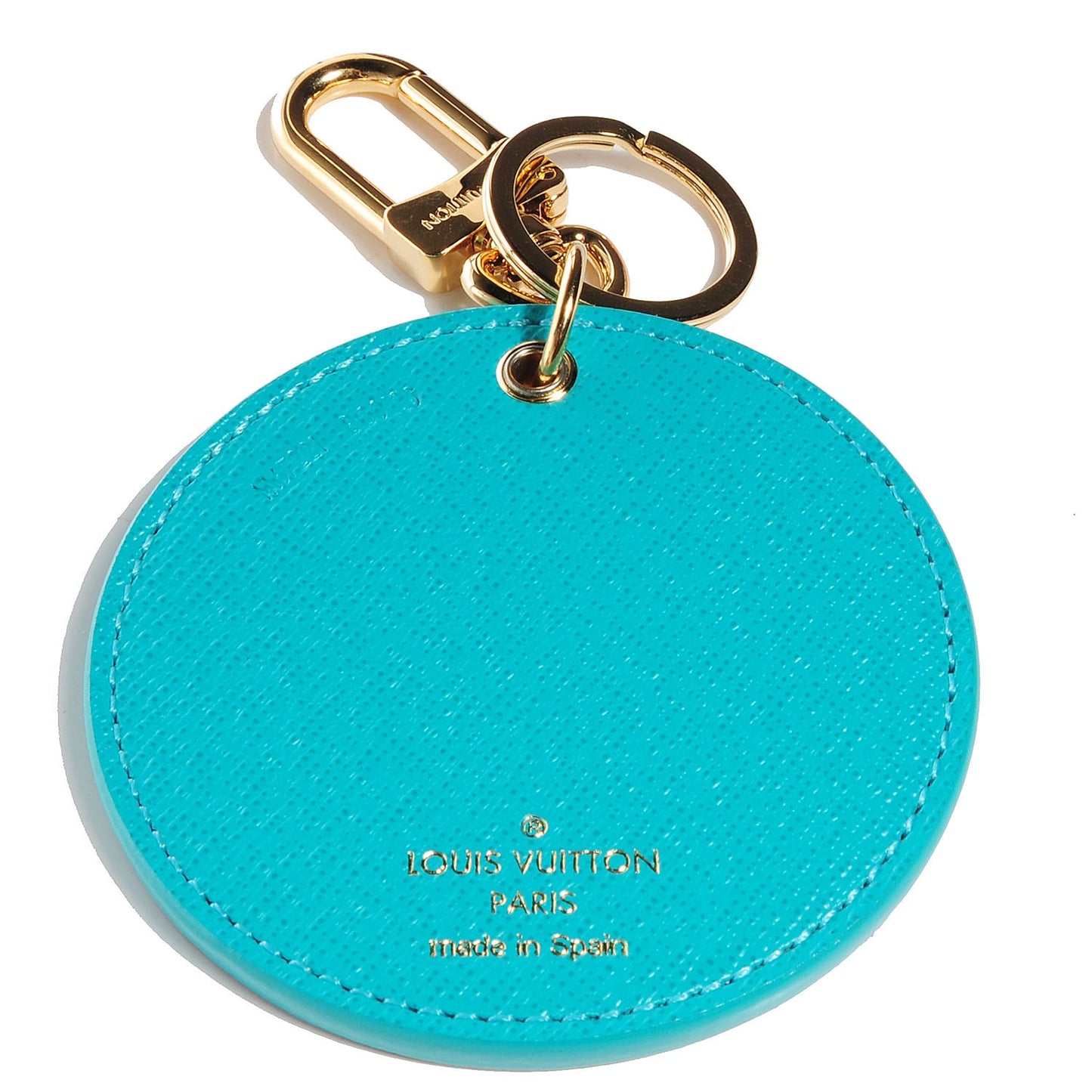 Monogram Illustre V Bag Charm Key Ring Turquoise