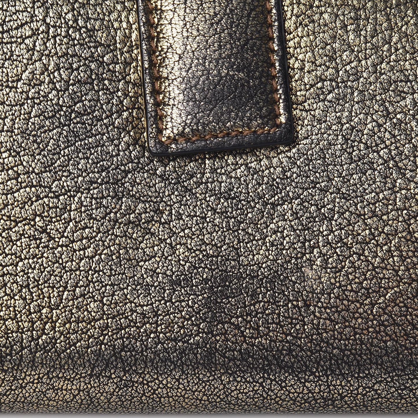 Metallic Calfskin Skull Continental Wallet Antique Gold