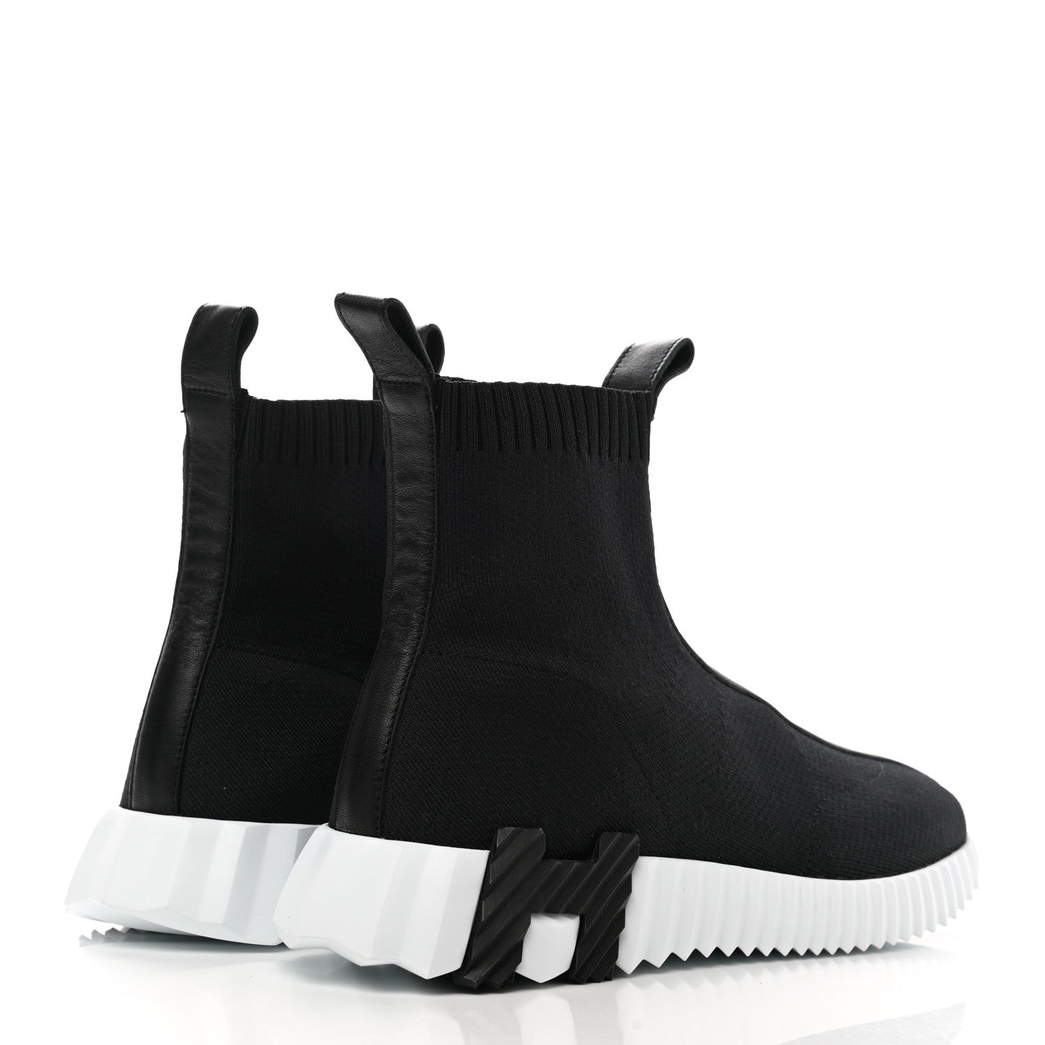 Hermes Technical Canvas Goatskin Fun Sneakers 39 Black White 4 of 9