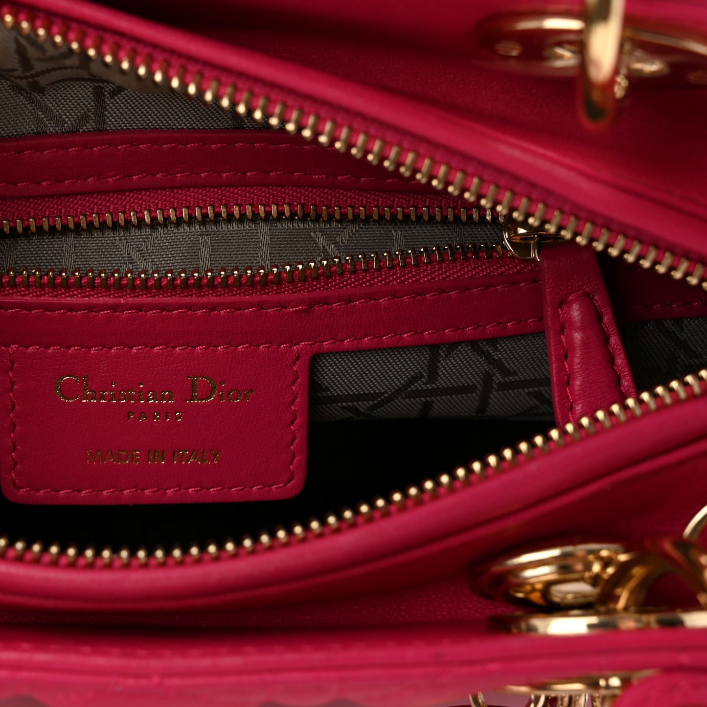 Lambskin Cannage Medium Lady Dior Fuchsia