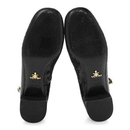 Prada Sequin Triangle Pumps 37.5 Black 6 of 11