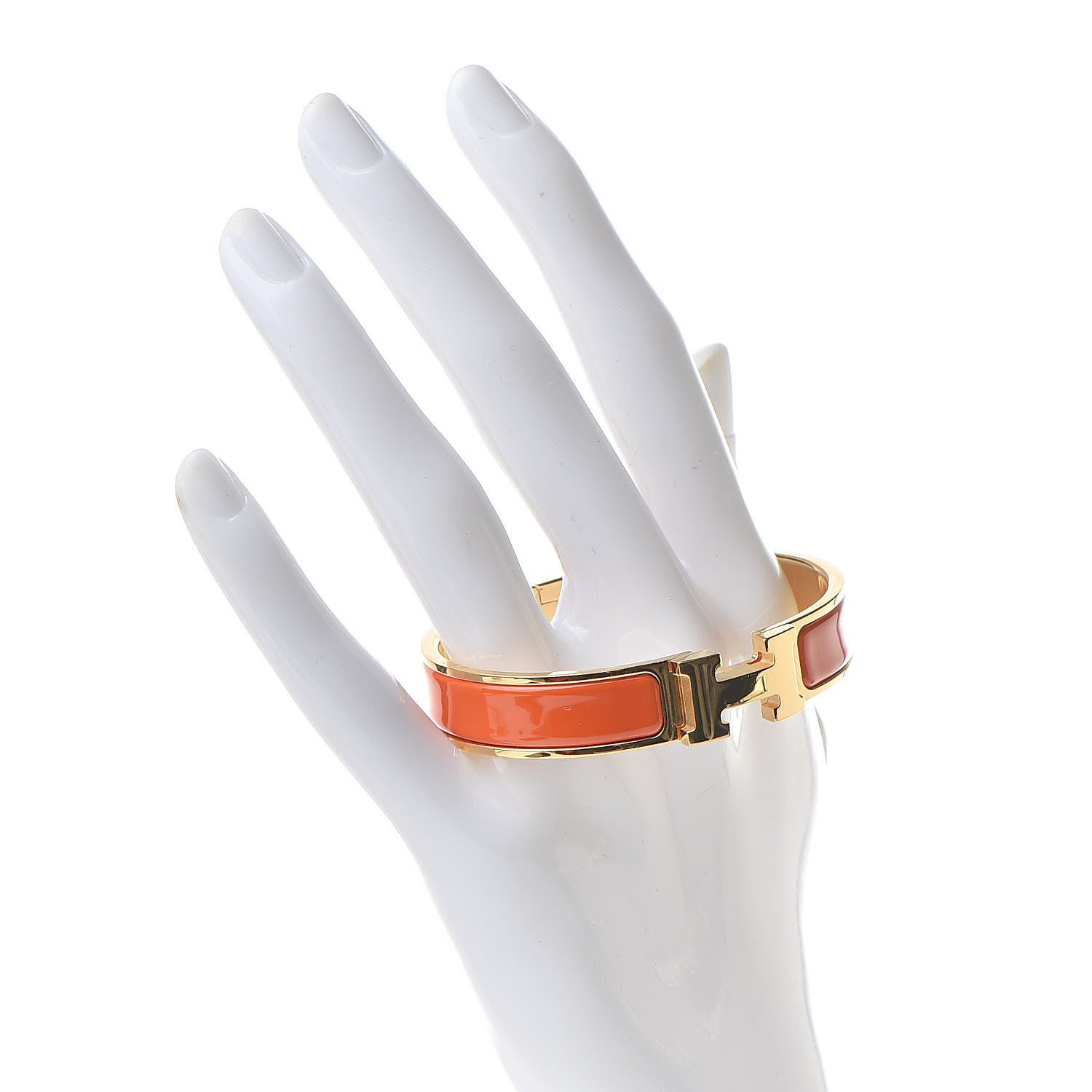 Hermes Enamel Narrow Clic Clac H Bracelet PM Orange 2 of 6