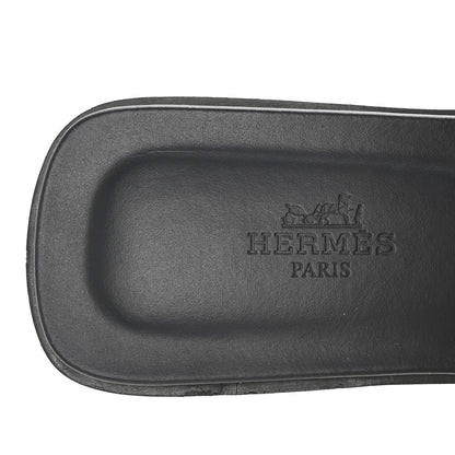 Hermes Box Calfskin Oran Sandals 39 Black 8 of 10