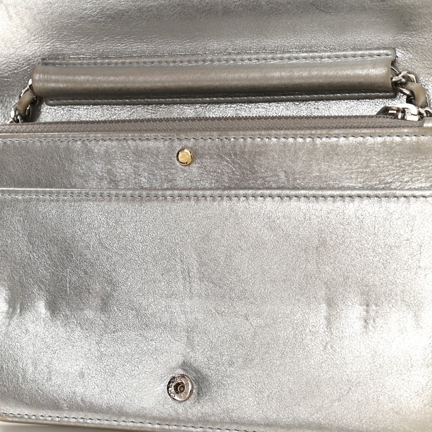 Chanel Metallic Lambskin Wallet on Chain WOC Silver 12 of 14