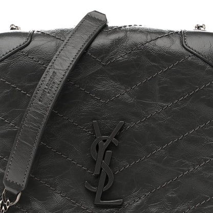 Saint Laurent Crinkled Calfskin Matelasse Monogram Niki Chain Wallet Storm 8 of 10