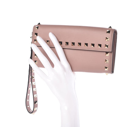 Valentino Garavani Calfskin Rockstud Wristlet Travel Wallet Poudre 2 of 9