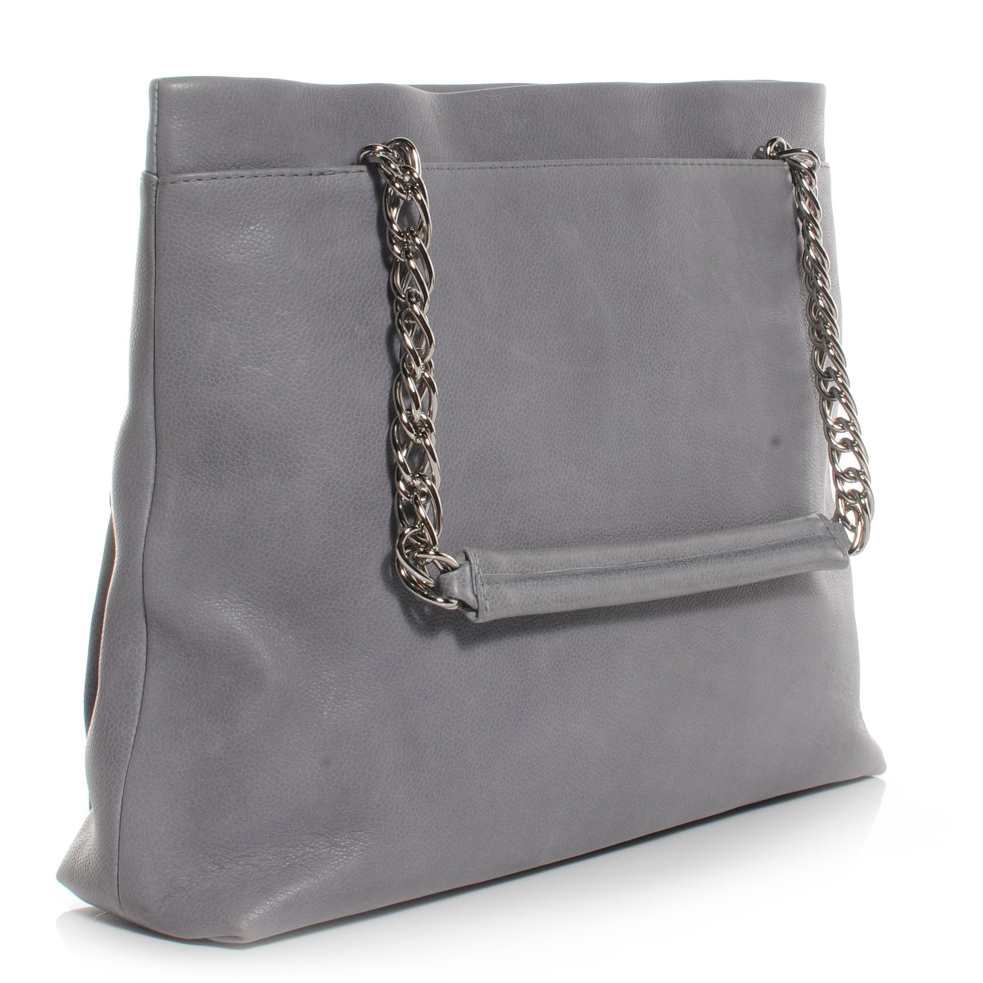Chanel Caviar Large CC Tuck Tote Grey 3 of 7