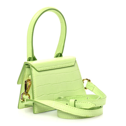 Jacquemus Calfskin Crocodile Embossed Le Chiquito Light Green 3 of 9