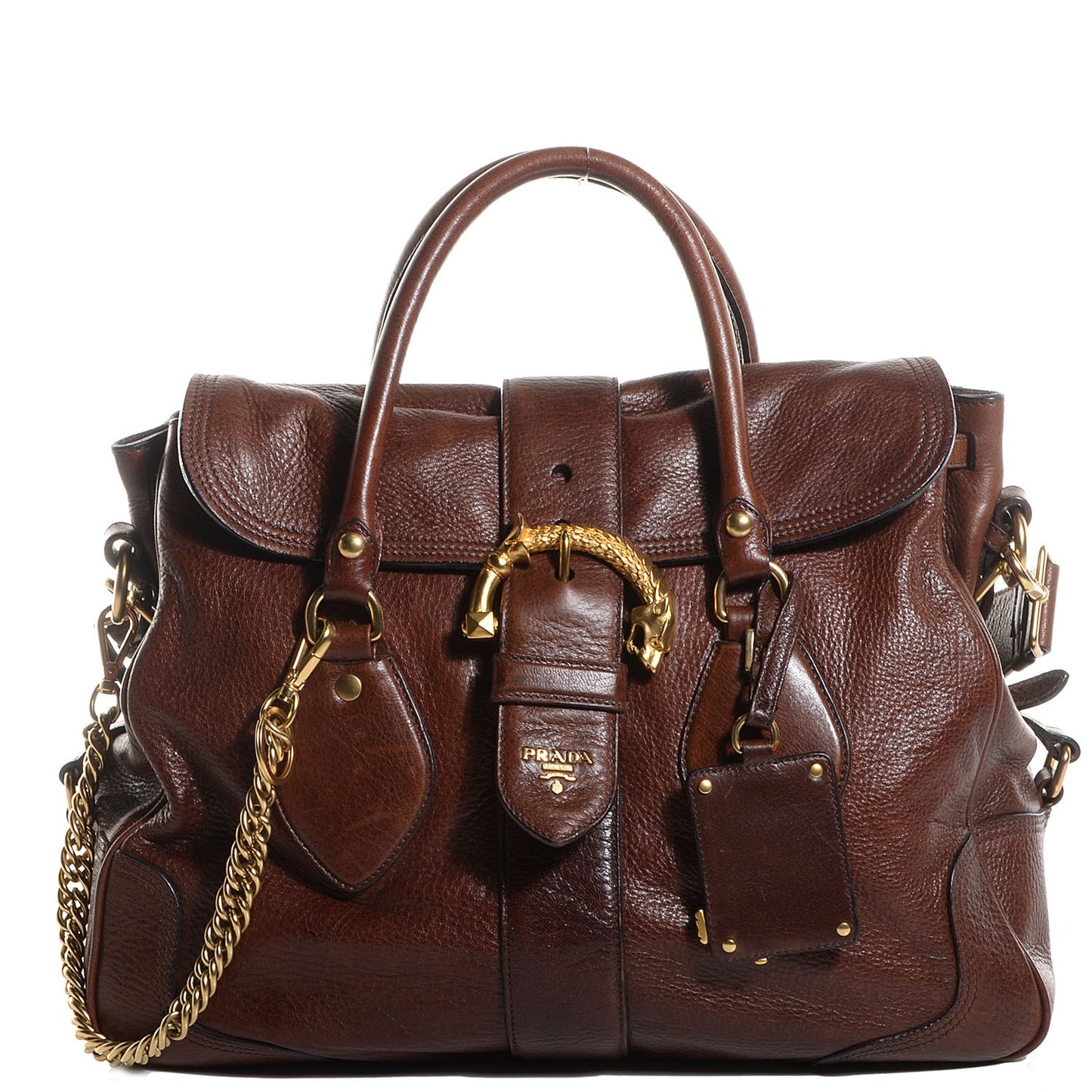 Cervo Deerskin Animalier Large Satchel Cacao