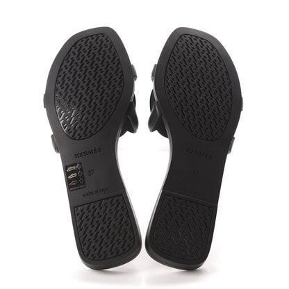 Hermes Rubber Aloha Sandals 37 Black 6 of 10
