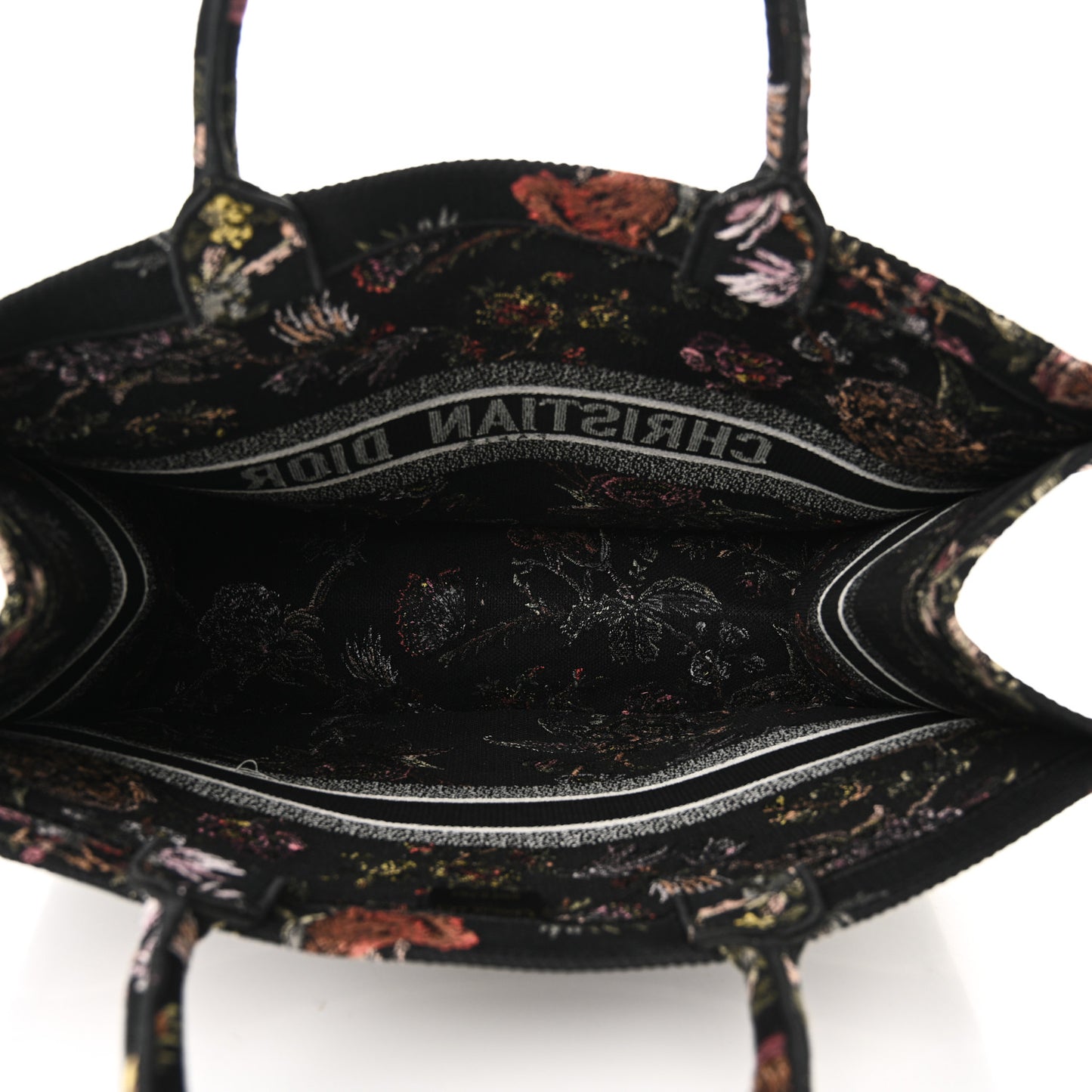 Canvas Embroidered Large Book Tote Black Multicolor