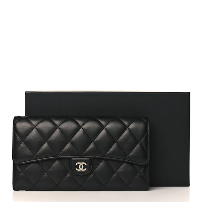 Chanel Lambskin Quilted Large Gusset Flap Wallet Black 9 of 9
