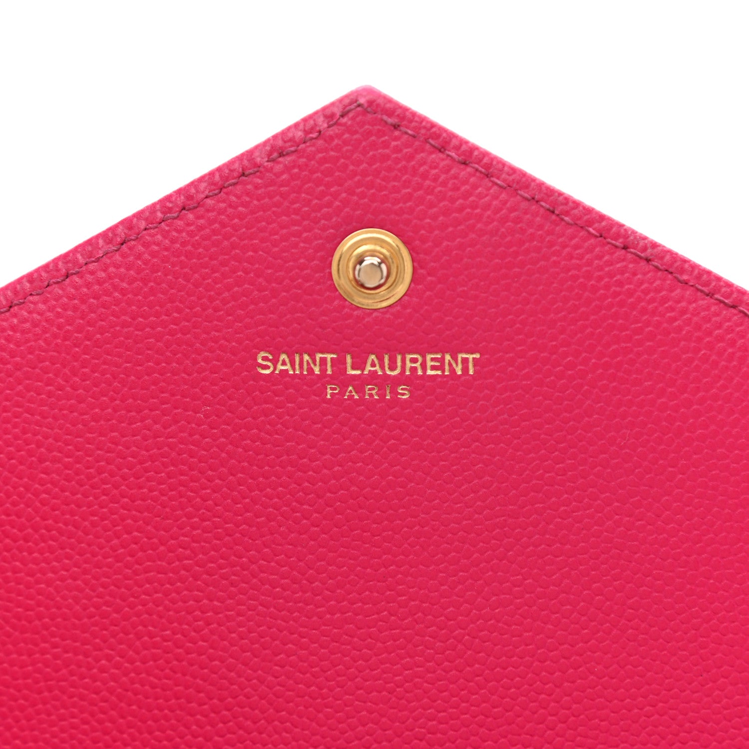 Saint Laurent Grain De Poudre Matelasse Chevron Monogram Chain Wallet Lipstick Fuchsia 6 of 9