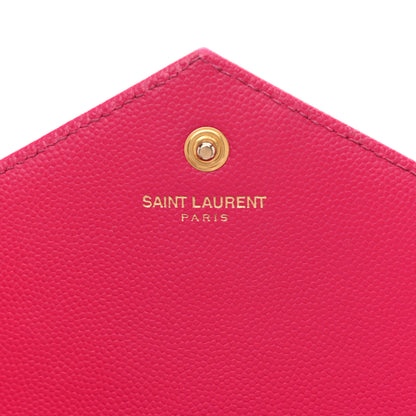 Saint Laurent Grain De Poudre Matelasse Chevron Monogram Chain Wallet Lipstick Fuchsia 6 of 9