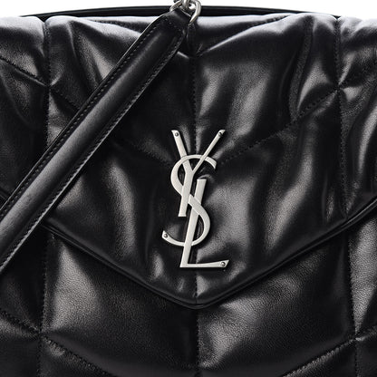 Saint Laurent Lambskin Quilted Medium Loulou Puffer Monogram Chain Satchel Black 10 of 11