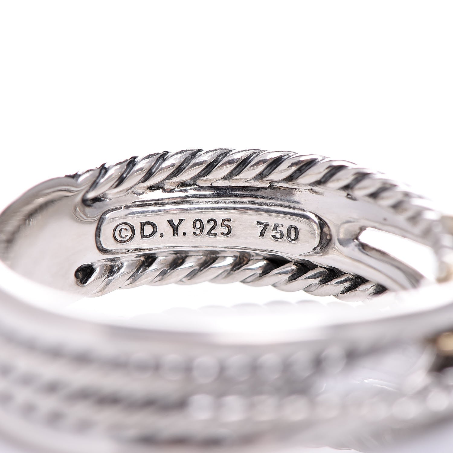 David Yurman Sterling Silver 18K Yellow Gold 6mm X Crossover Ring 54 7.5 4 of 4