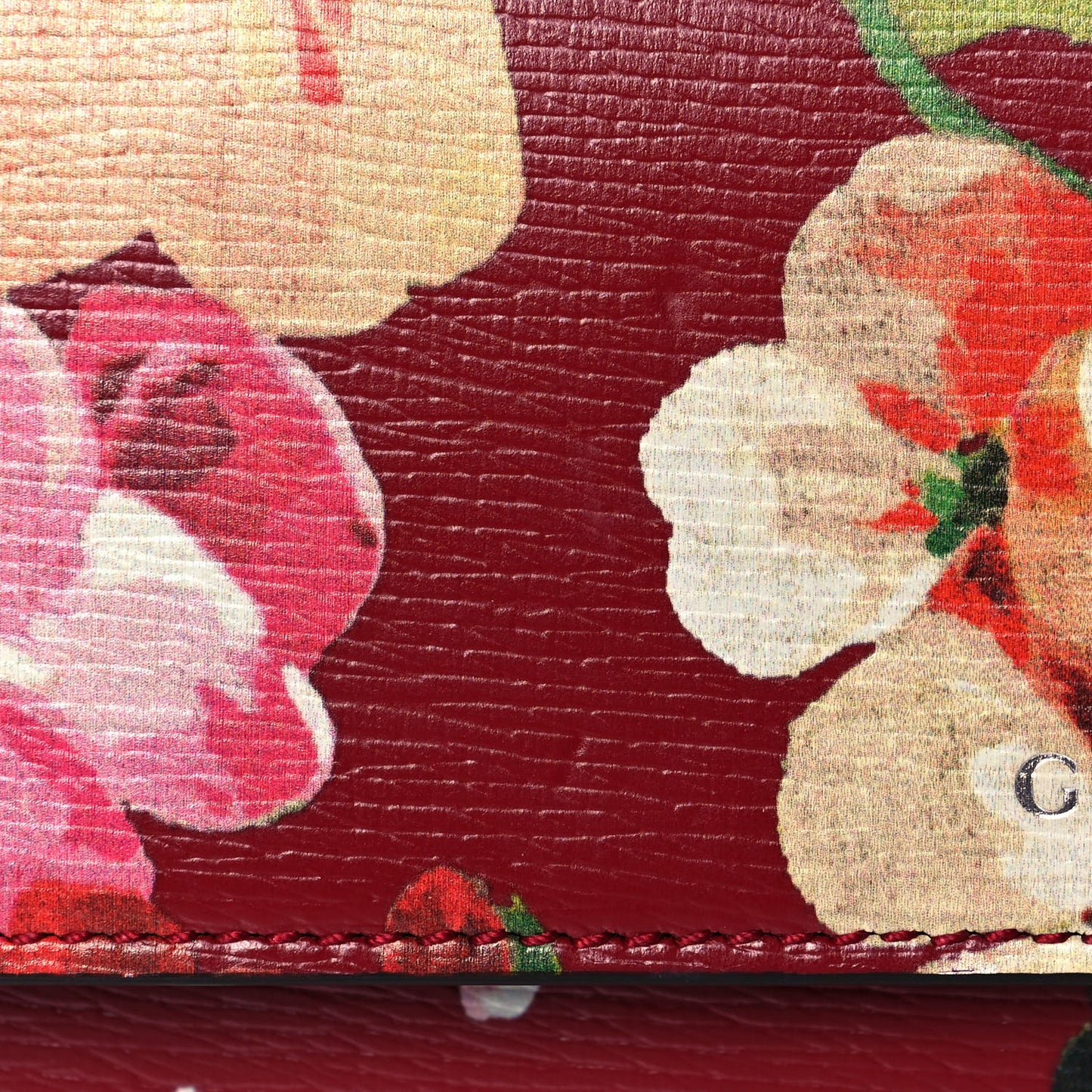 Calfskin Blooms Print Continental Wallet Romantic Cherry Multicolor