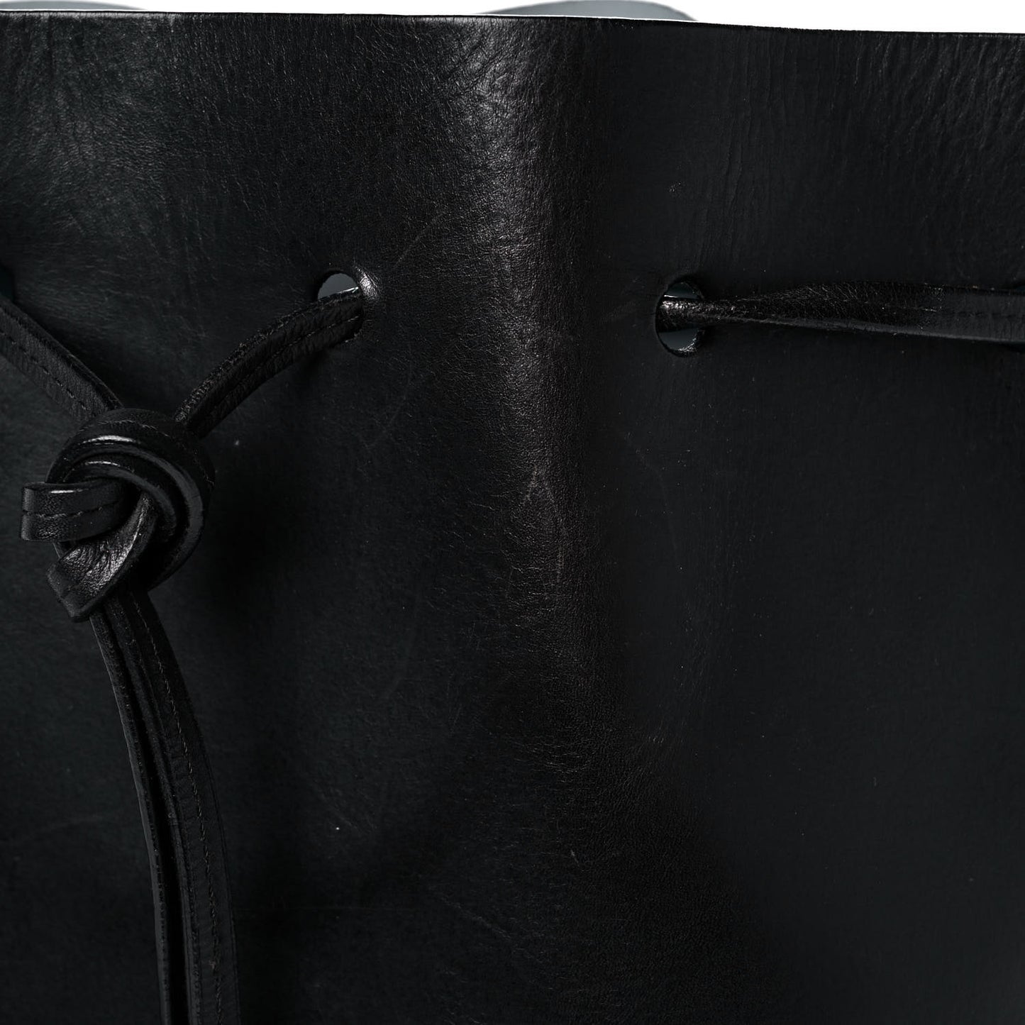 Vegetable Tanned Calfskin Bucket Bag Black Marina