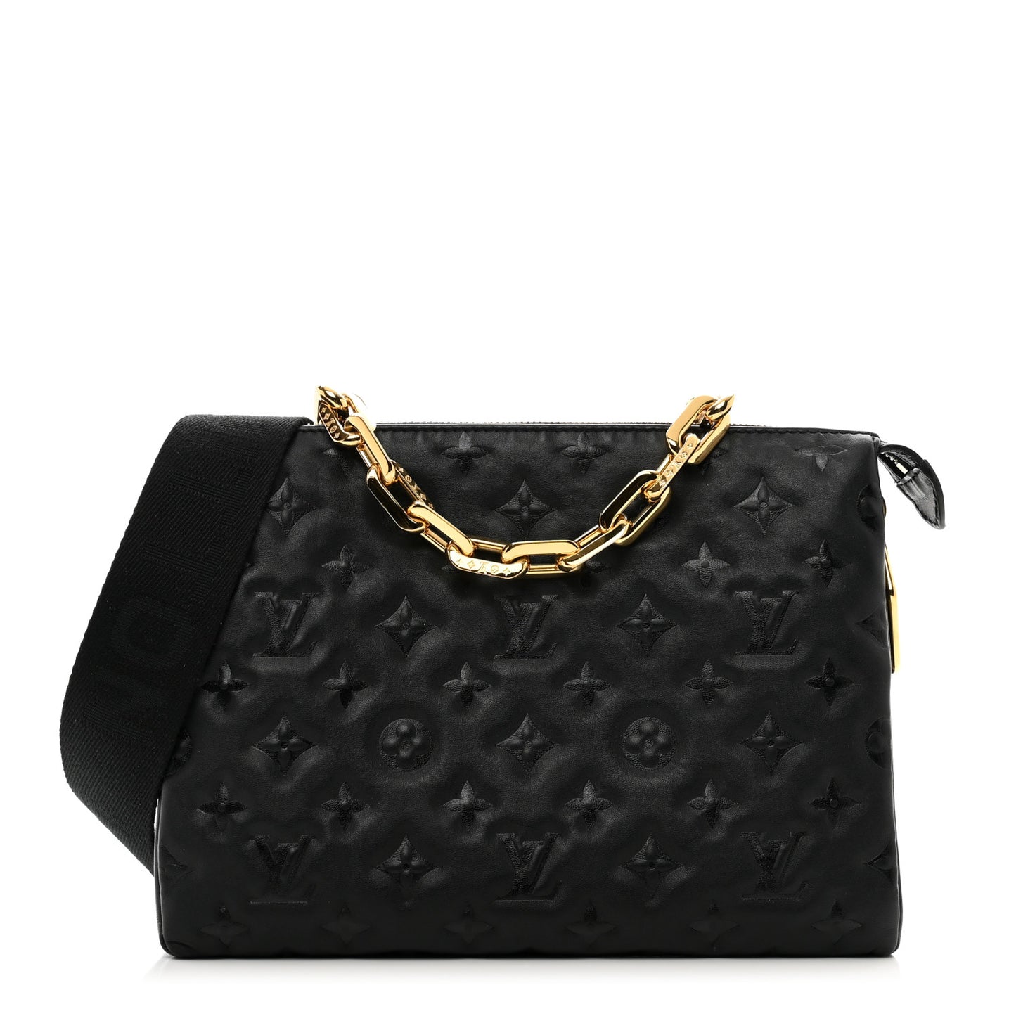 Lambskin Embossed Monogram Coussin PM Black