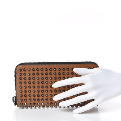 Christian Louboutin Calfskin Panettone Spiked Zip Around Wallet Caramel 2 of 9