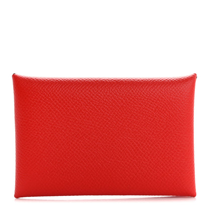 Hermes Epsom Calvi Card Case Rouge Piment 1 of 9